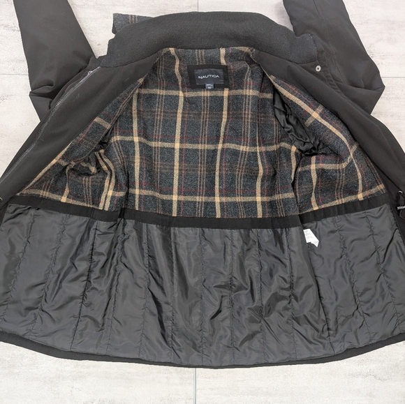 Nautica Women's Black Hooded Full Zip Fleece Lined Coat Size Large - Picture 6 of 8